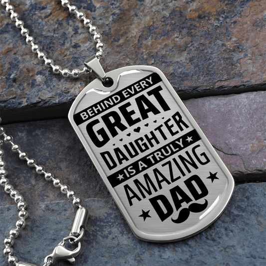 Amazing DAD - Graphical Dog Tag & Ball chain (steel)