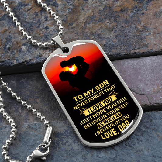 To My Son - Graphical Dog Tag & Ball chain (steel)