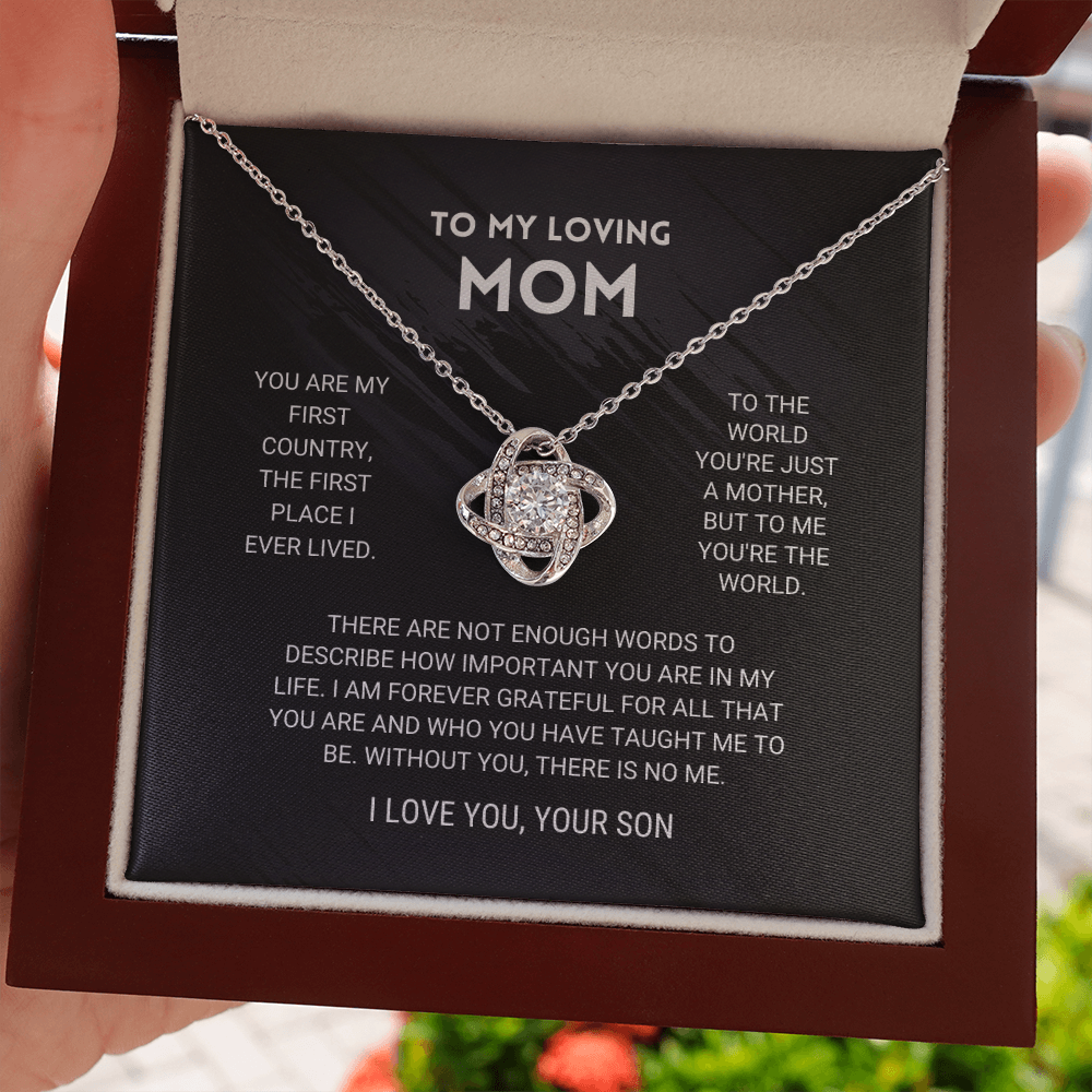 Mom - You're The World - Love Knot Necklace From Son