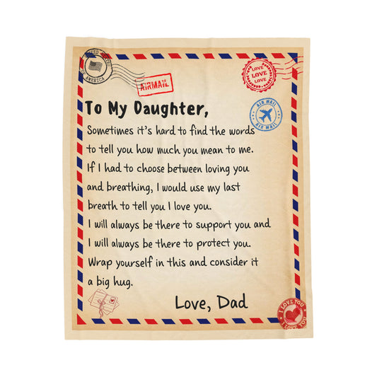 Daughter Post Card Velveteen Plush Blanket From Dad