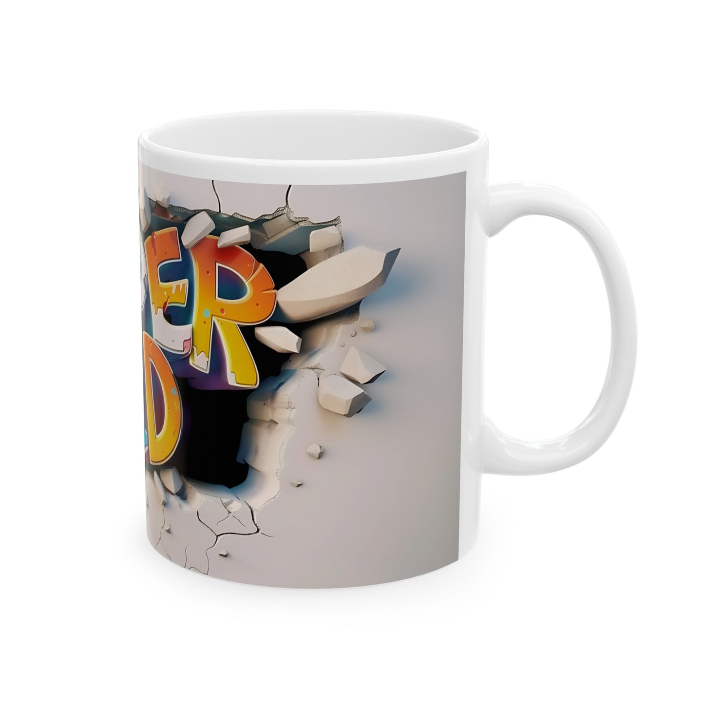 Super Dad 3D Graffiti White Ceramic Mug,