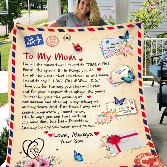 Mom - Giant Post Card Blanket - From Son