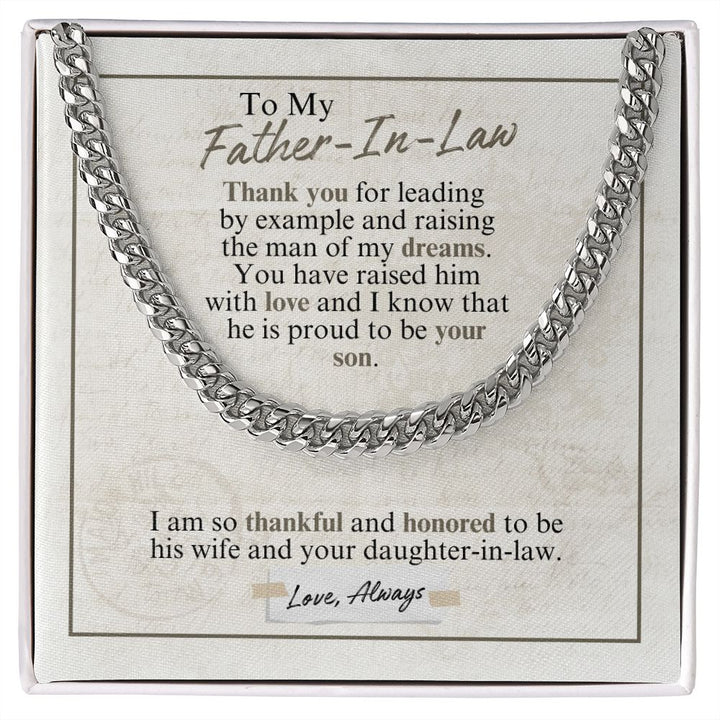 To My Father-In-Law - Thankful And Honored - Cuban Link Chain