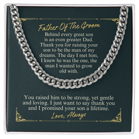 Father Of The Groom - Thank You - Cuban Link Chain