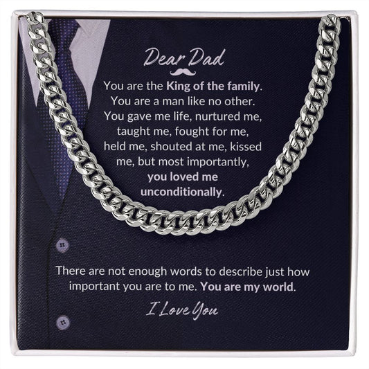 Dear Dad - King Of The Family - Cuban Link Chain
