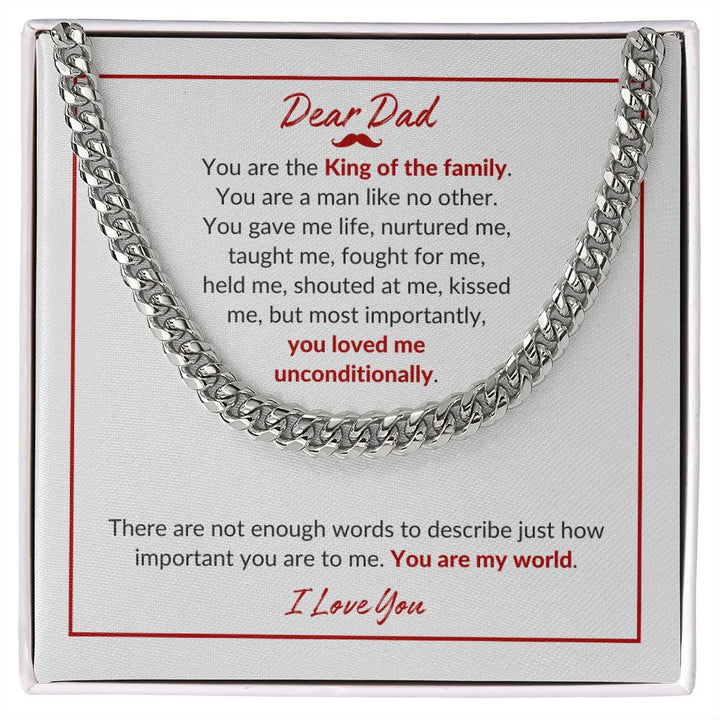 Dear Dad - King Of The Family - Cuban Link Chain