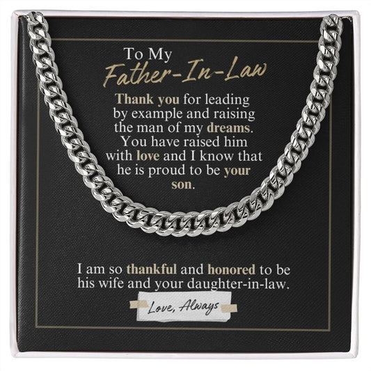 To My Father-In-Law - Thankful And Honored - Cuban Link Chain