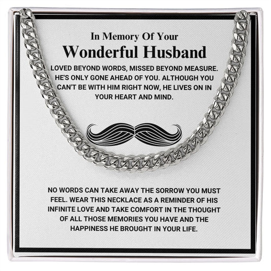 In Memory Of Your Wonderful Husband - Loved Beyond Words - Cuban Link Chain