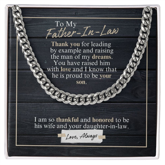 To My Father-In-Law - Thankful And Honored - Cuban Link Chain
