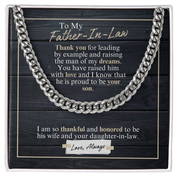To My Father-In-Law - Thankful And Honored - Cuban Link Chain