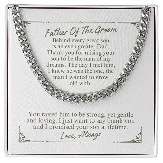 Father Of The Groom - Thank You - Cuban Link Chain