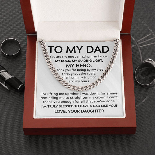 Dad - My Hero - Cuban Link Chain From Daughter