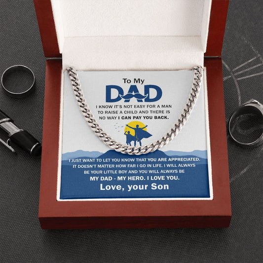 Dad - My Hero - Cuban Link Chain From Son
