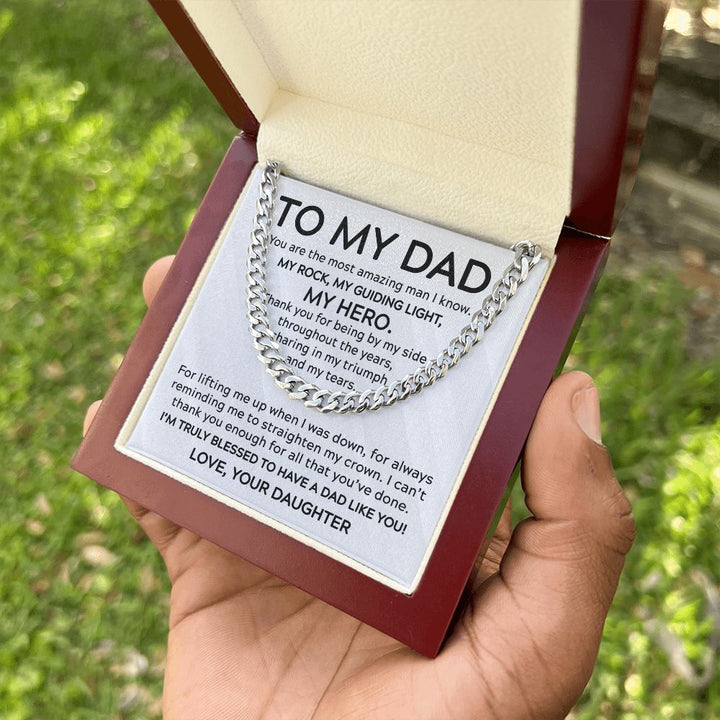 Dad - My Hero - Cuban Link Chain From Daughter