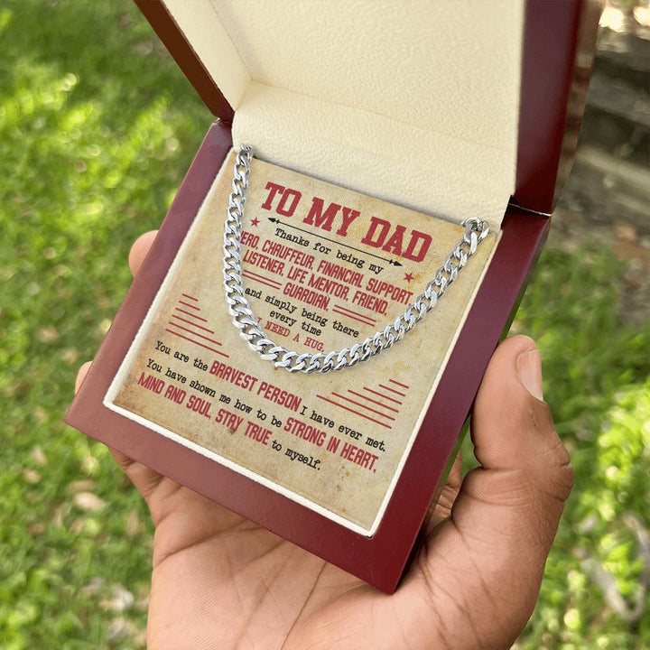 Dad - Bravest Person - Cuban Link Chain