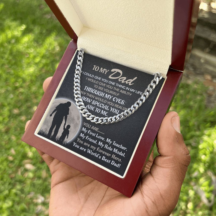 Dad - World's Best Dad - Cuban Link Chain From Son