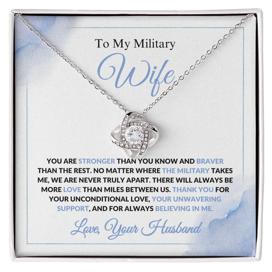 Military Wife - More Love Than Miles - Love Knot Necklace
