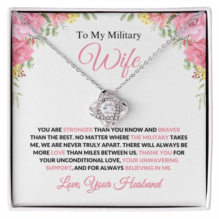 Military Wife - More Love Than Miles - Love Knot Necklace