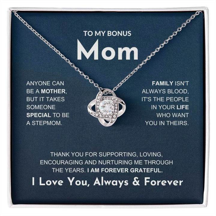 Bonus Mom - Forever Grateful - Love Knot Necklace