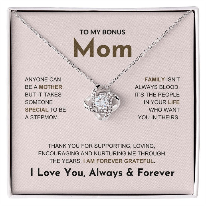 Bonus Mom - Forever Grateful - Love Knot Necklace