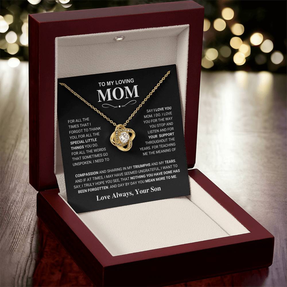 Mom Gift "You Mean More" Knot Necklace From Son