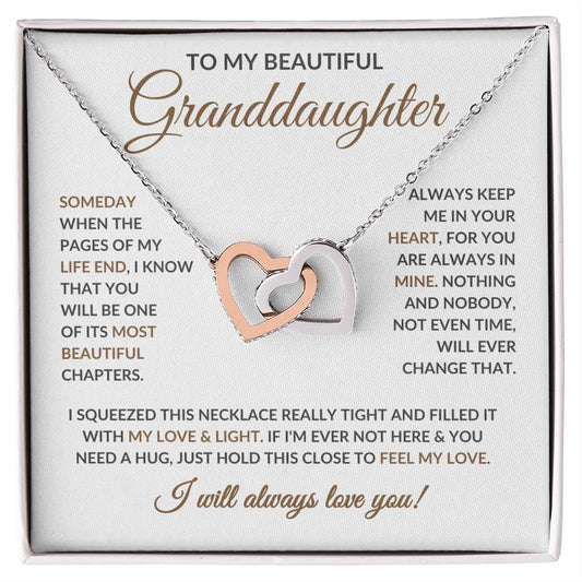 To My Beautiful Granddaughter - Interlocking Hearts Necklace