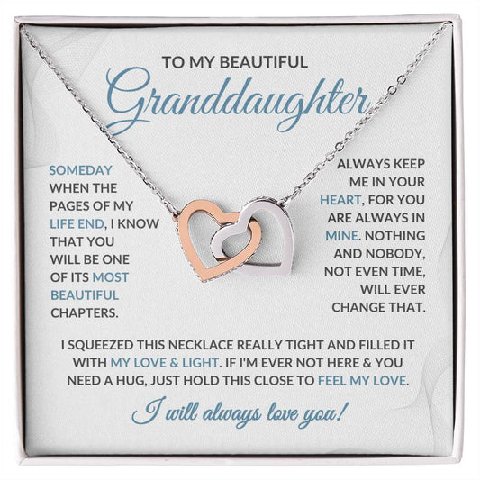 To My Beautiful Granddaughter - Interlocking Hearts Necklace