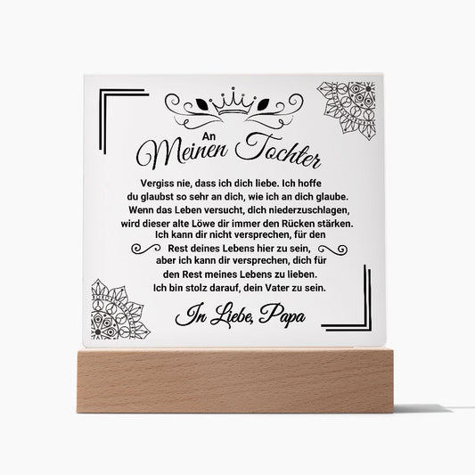 An Meine Tochter - Vergiss Nie - Acrylic Square Plaque
