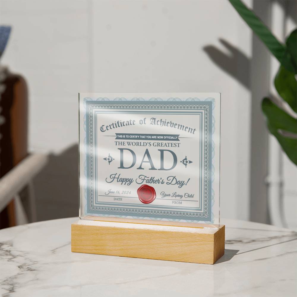 Dad - Certificate Of Achievement - Acrylic Square