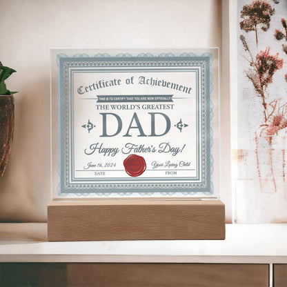 Dad - Certificate Of Achievement - Acrylic Square