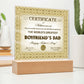 Boyfriend's Dad - Certificate Of Achievement - Acrylic Square