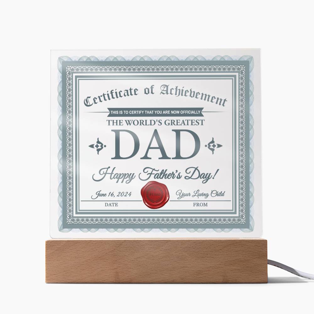 Dad - Certificate Of Achievement - Acrylic Square