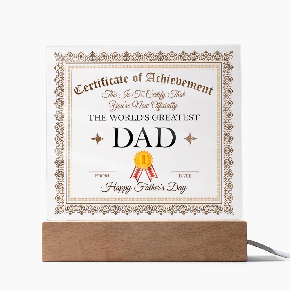 Dad Certificate of Achievement Acrylic Plaque