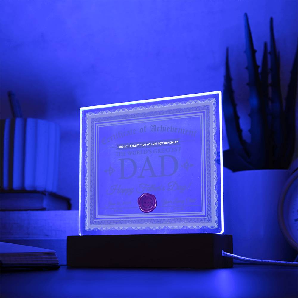 Dad - Certificate Of Achievement - Acrylic Square