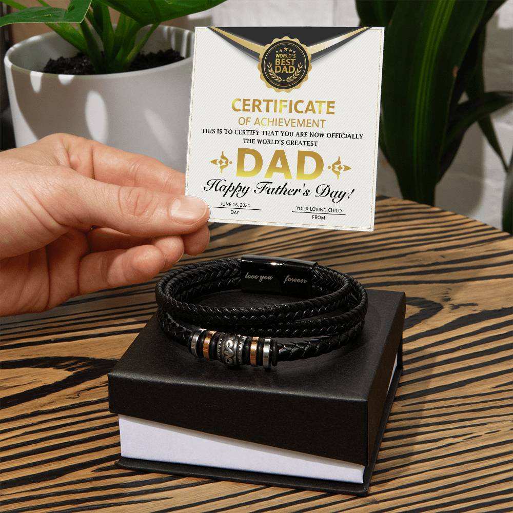 Dad - Certificate of Achievement - Love You Forever Bracelet