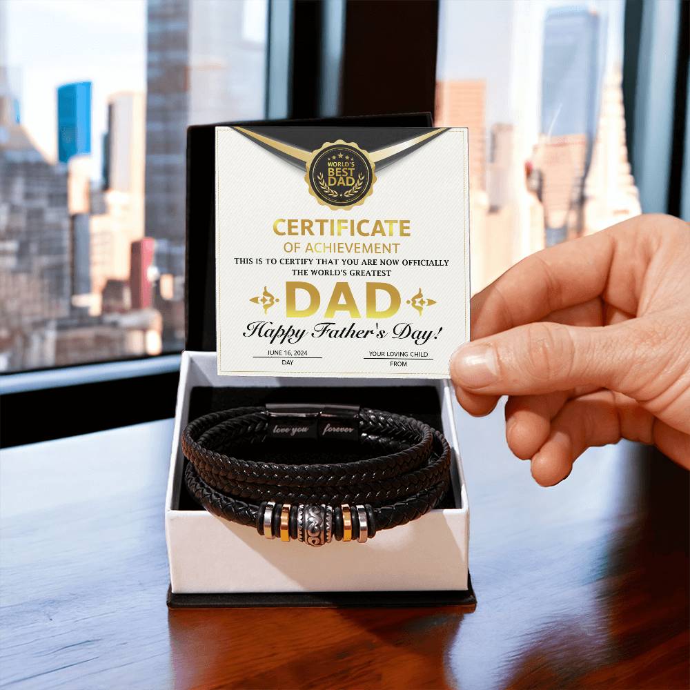 Dad - Certificate of Achievement - Love You Forever Bracelet