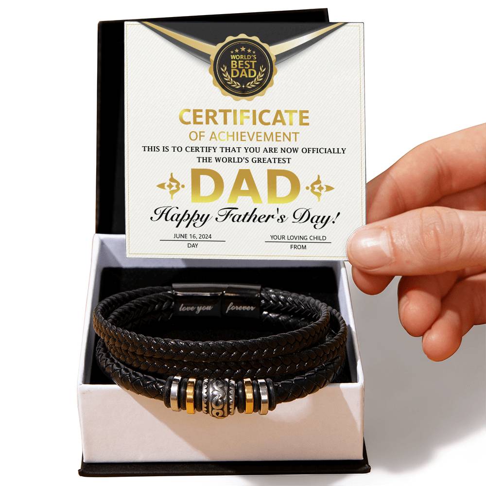 Dad - Certificate of Achievement - Love You Forever Bracelet