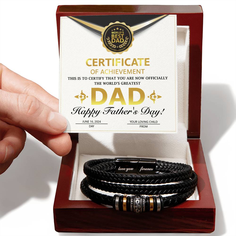 Dad - Certificate of Achievement - Love You Forever Bracelet