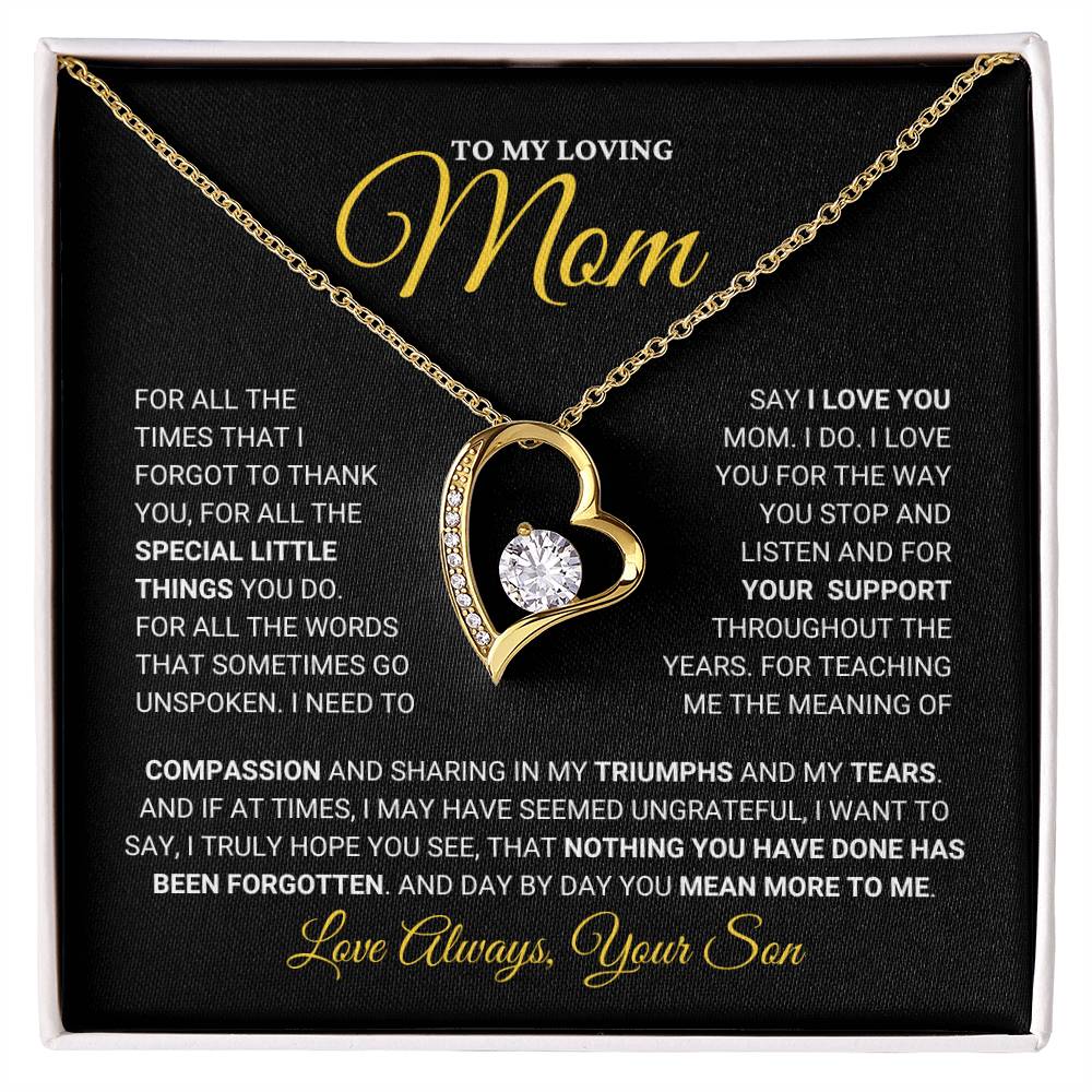 Mom Gift "You Mean More" Heart Necklace From Son