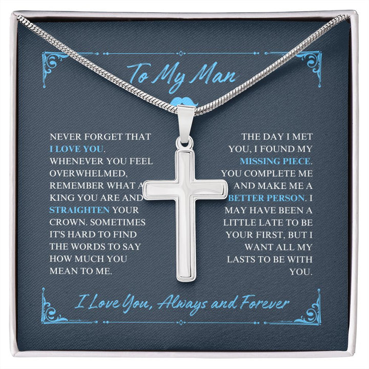 To My Man - My Missing Piece - Artisan Cross Necklace