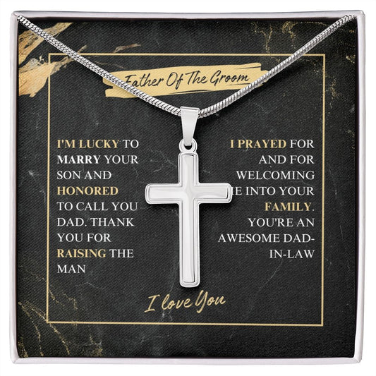 Father Of The Groom - Thank You - Artisan Cross Necklace