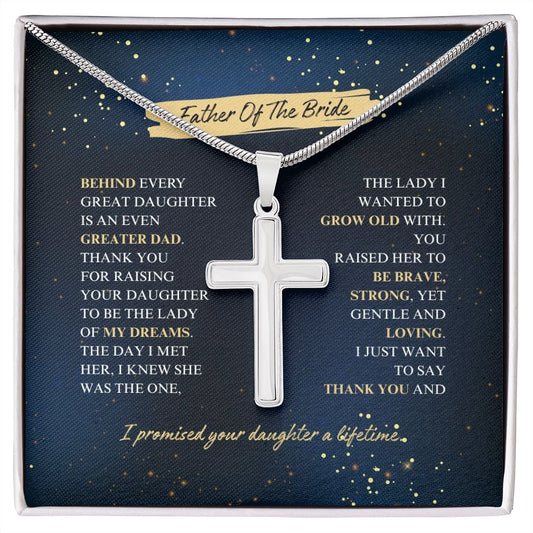 Father Of The Bride - Thank You - Artisan Cross Necklace