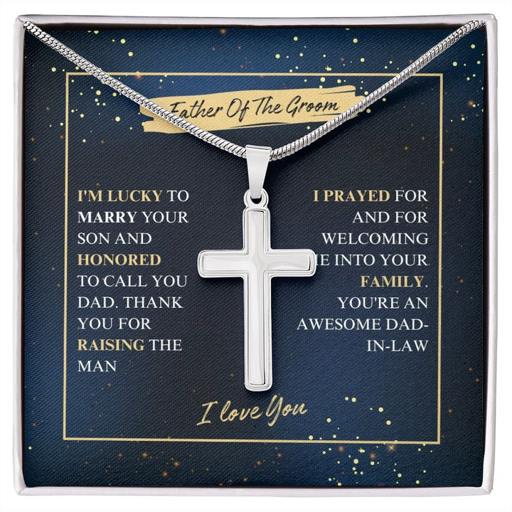 Father Of The Groom - Thank You - Artisan Cross Necklace