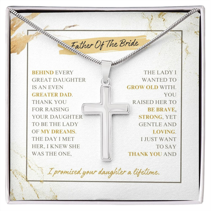 Father Of The Bride - Thank You - Artisan Cross Necklace