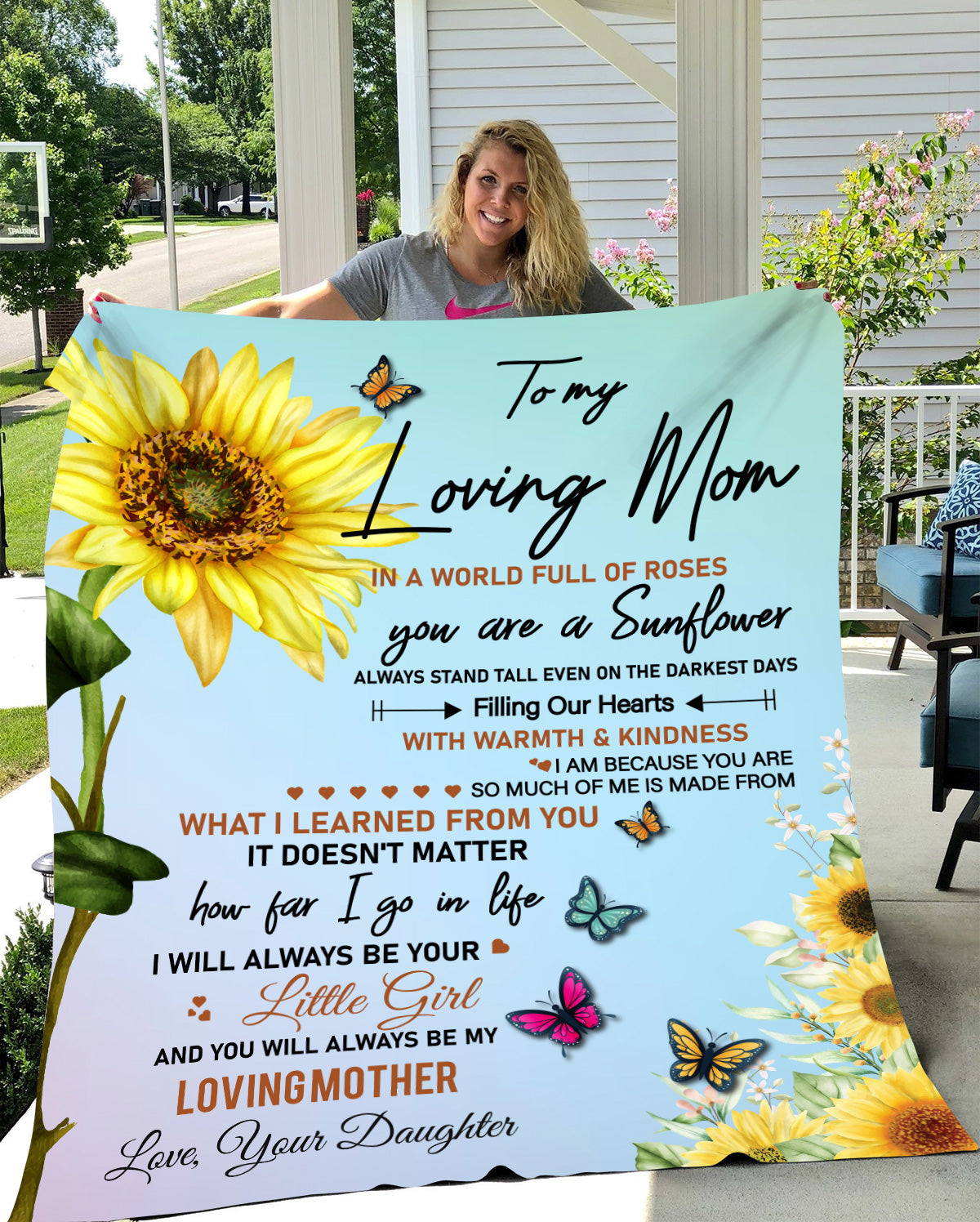 My Loving Mom - From Daughter - Sunflower Blanket