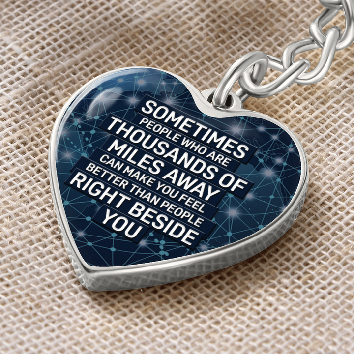 Right Beside You - Graphic Heart Keychain