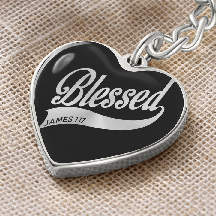 Blessed - Graphic Heart Keychain