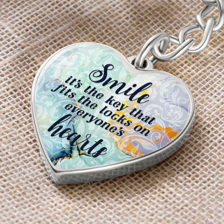 Smile - Graphic Heart Keychain