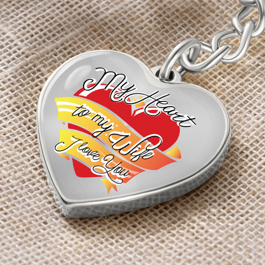My Heart to My Wife - Graphic Heart Keychain