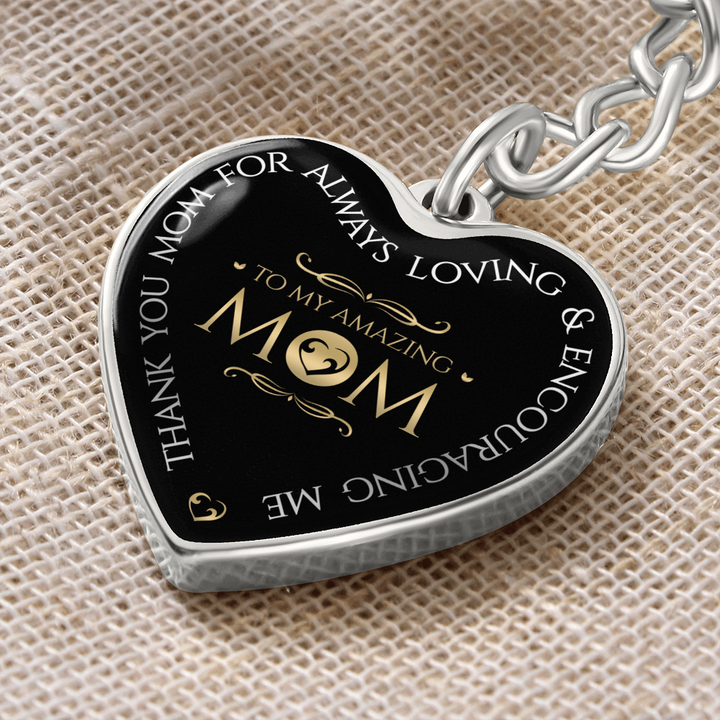 To My Amazing Mom - Graphic Heart Keychain